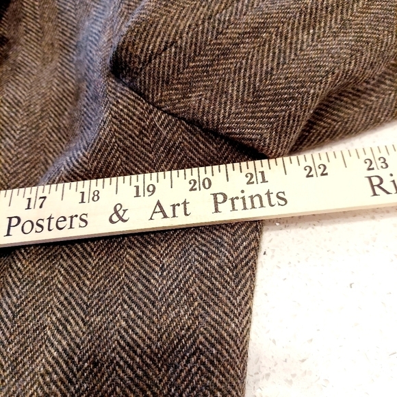 VTG Blazer Jacket Wool Herringbone Velvet Collar 90's Made in USA Dark Academia - Picture 10 of 14